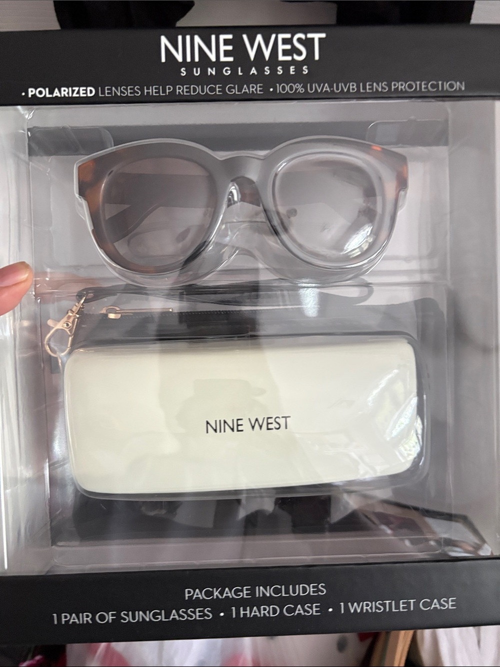 Nine West Women's Polarized Gray Sunglasses Gift Set
